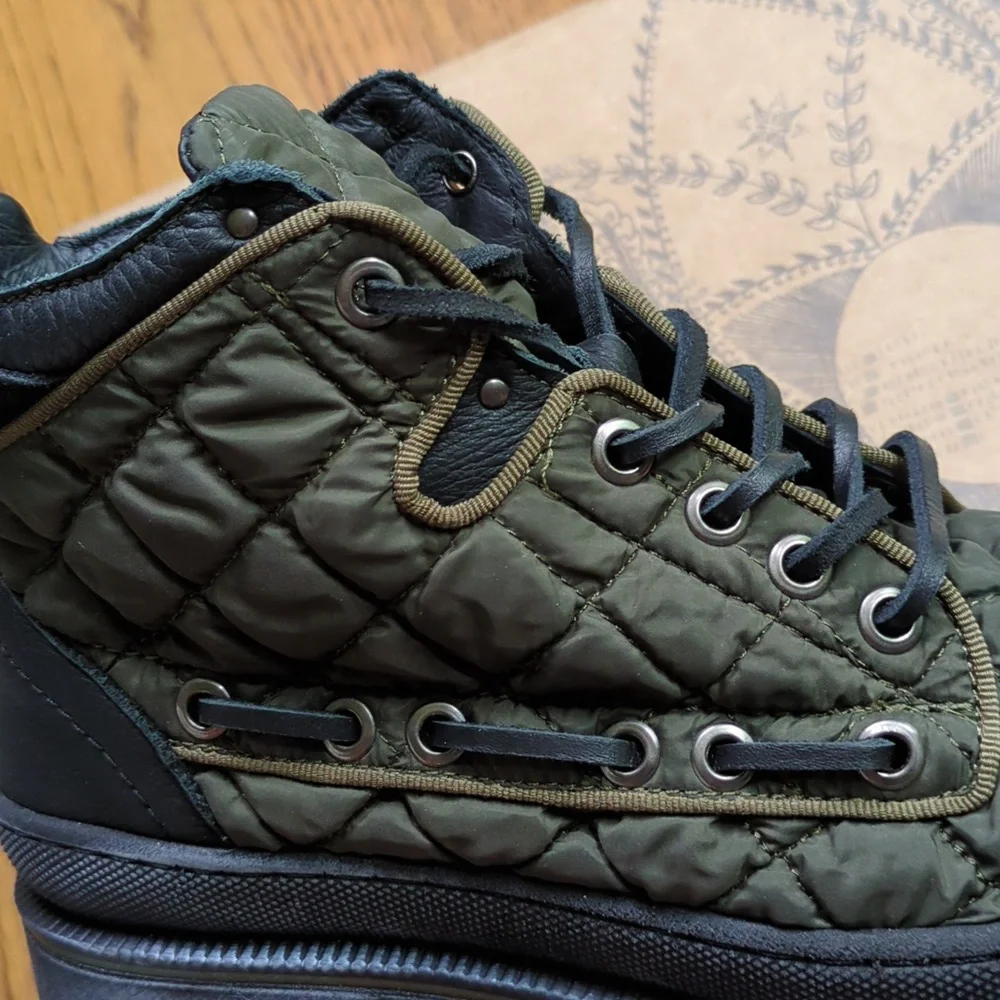 NIB Free People Dawn Quilted Ankle Hiking Boots In Spruce Green Women's Size 8